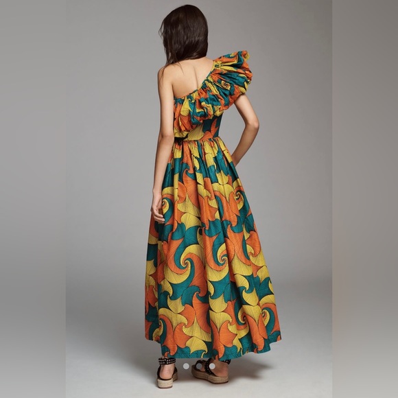 Anthropologie SIKA Printed One-Shoulder Ruffle Dress - Picture 2 of 3